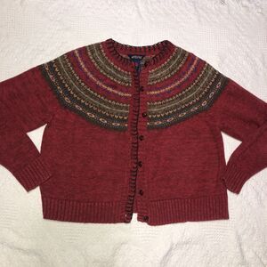 Vintage Shaver Lake Ramie-Blend Cardigan Sweater Womens Red  Button Up Size PM